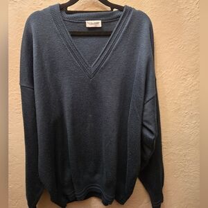 Vintage Bovet Oversized V-Neck Knit Sweater | Slouchy Minimal Pullover
